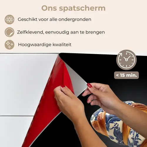 Croissant - Bloemenpatroon - Delftsblauw keuken achterwand spatscherm klein -spatscherm_NL