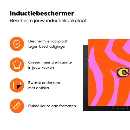 Zebraprint - Grafisch - COOL - Oranje Inductie beschermer vinyl 3mm klein -zzzzzzz-td-ups