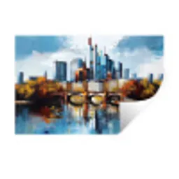 Bomen Frankfurt- Stad - Skyline - Brug Muursticker klein -3d