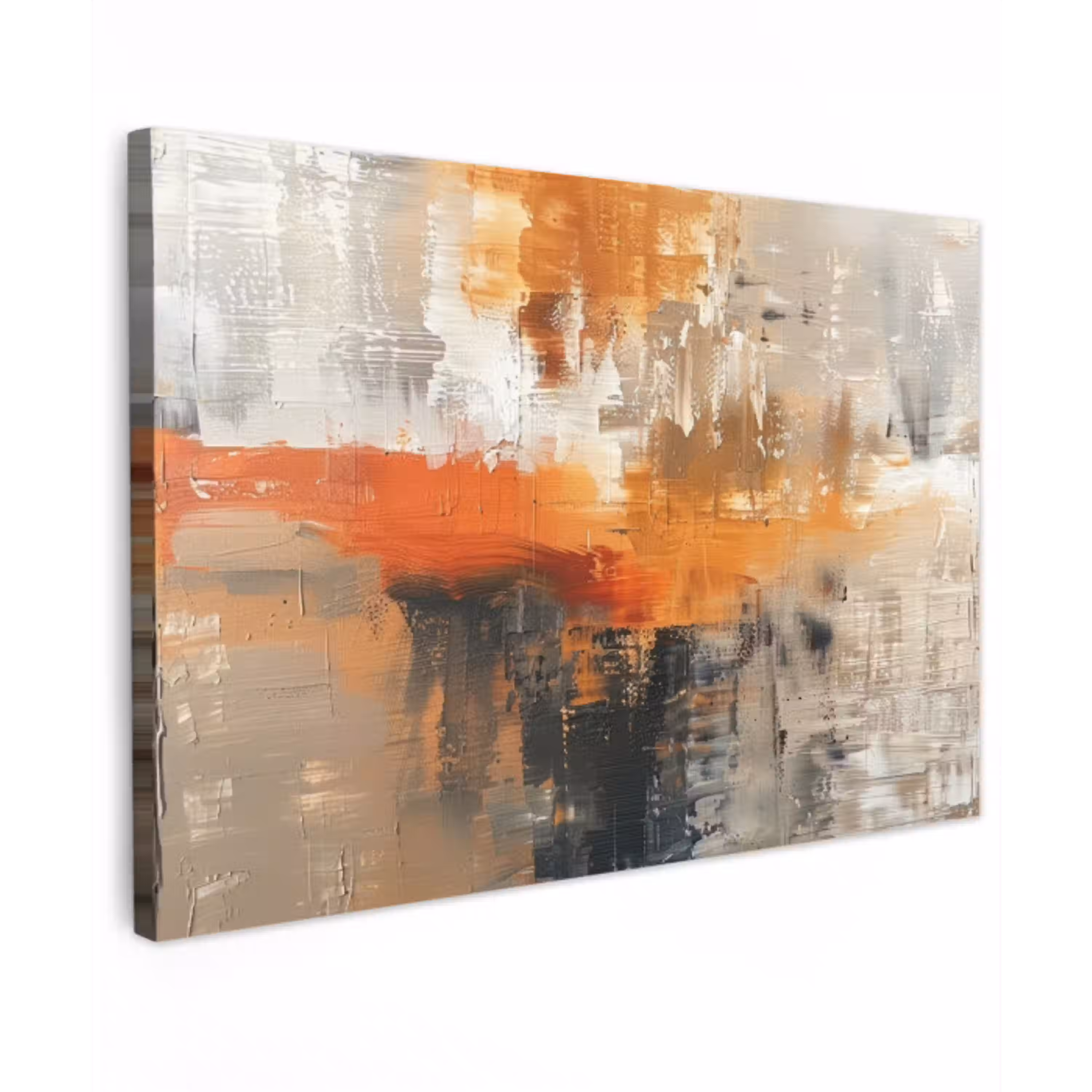 Moderne kunst - Abstract - Goud - Grijs canvas 2cm klein -z3d