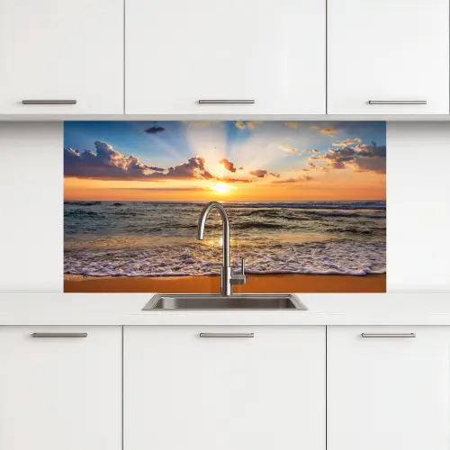 Strand - Zonsondergang - Zee - Wolken - Horizon keuken achterwand 2 middel -3d