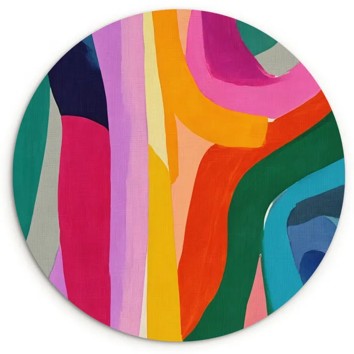 Abstract - Kleurrijk - Golven - Lijnen Wandcirkel kunststof plaat 5mm dik klein -3d