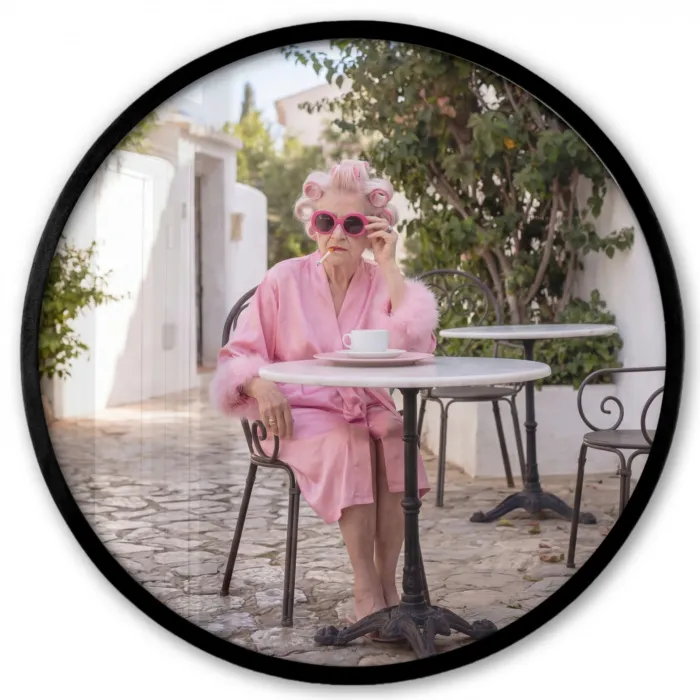 Ochtendjas - Krulspelden - Roze Fotolijst rond zonder passe partout klein -3d