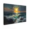 Zee - Zon - Golven - Rotsen Tuinposter op houten frame 2 cm dik klein -3d