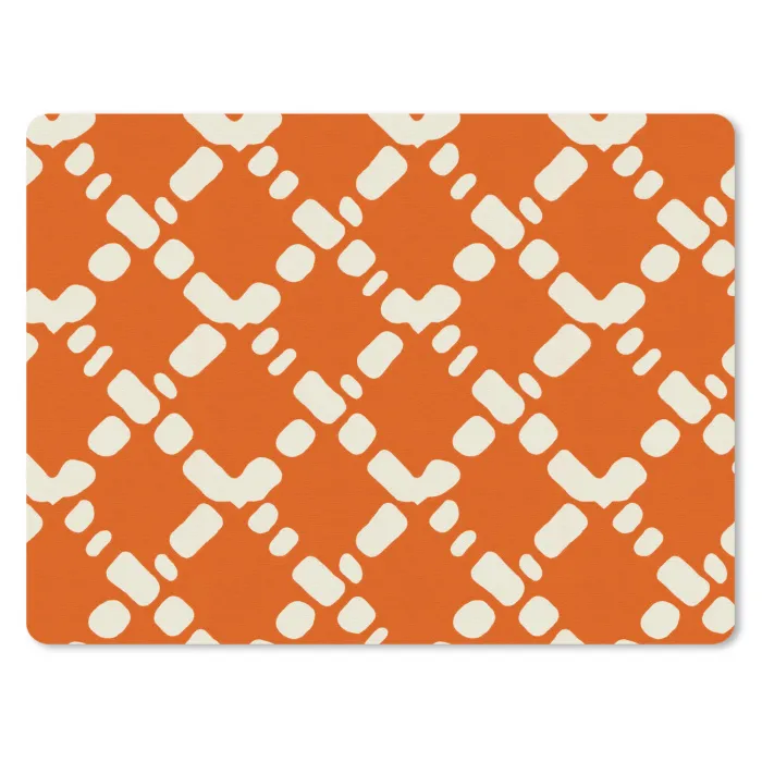 Oranje - Ruitpatroon - Wit muismat rubber klein 262 -3d