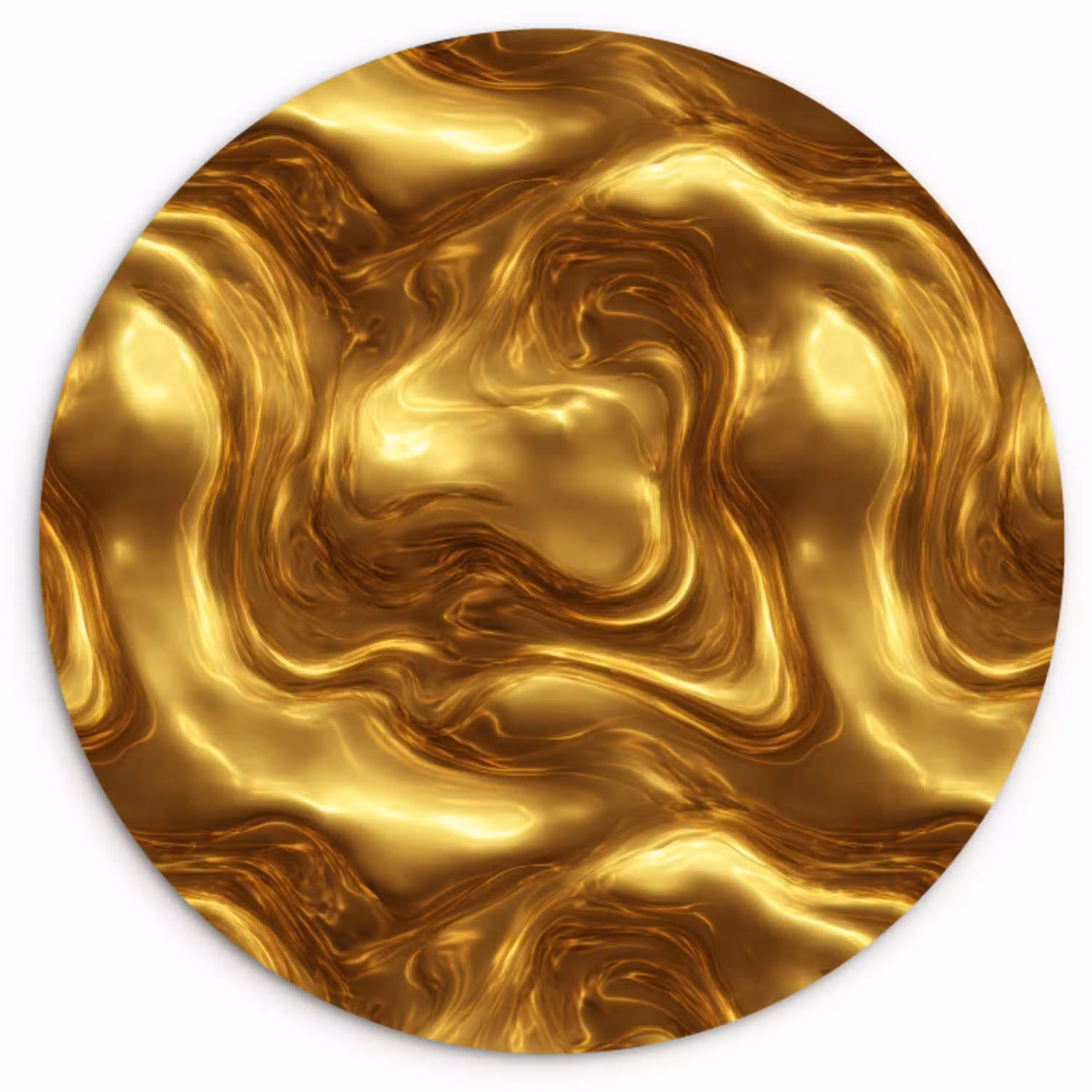 Textuur - Vloeibaar - Organisch - Goud Wandcirkel kunststof plaat 5mm dik klein 188 -3d