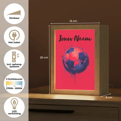Rood - Voetbal - Abstract - Verfspatten Light Box met kabel (Kinderlampje) klein -USP_NL