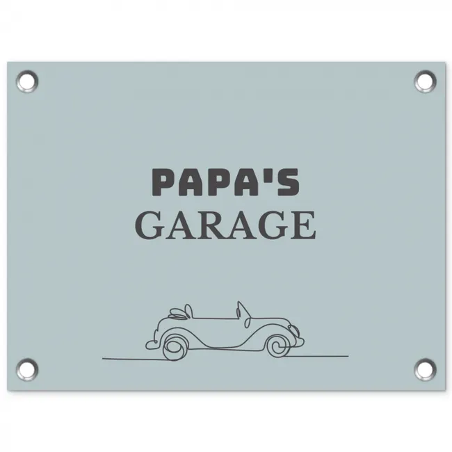 Papa's Garage met auto tuinposter los doek klein -3d