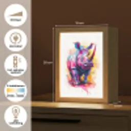 Neushoorn - Kleurrijk - Verf - Dieren Light Box met kabel klein -USP_NL
