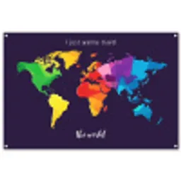 Kleurrijk - Wereldkaart - Travel - Quote tuinposter los doek groot -3d
