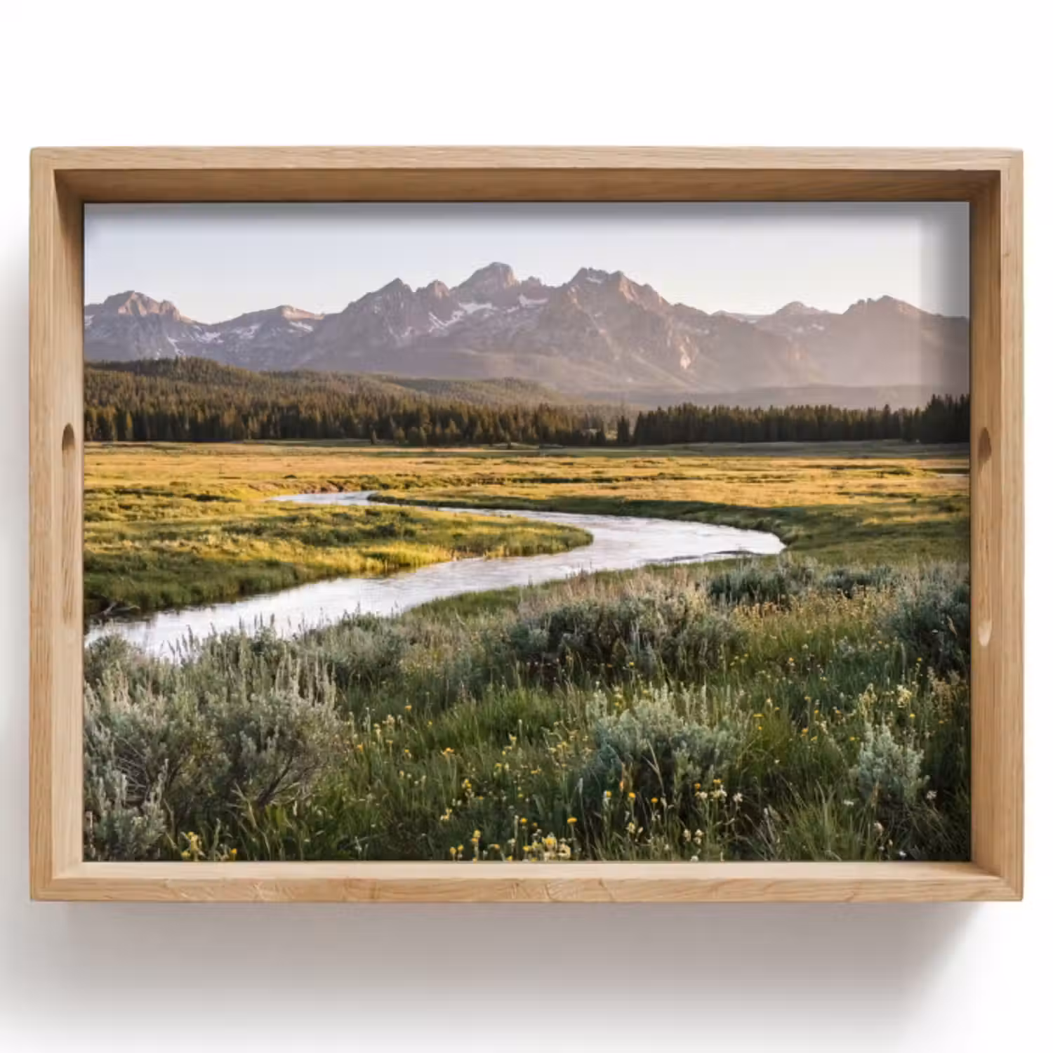 Dienblad - Berglandschap - Rivier - Bos