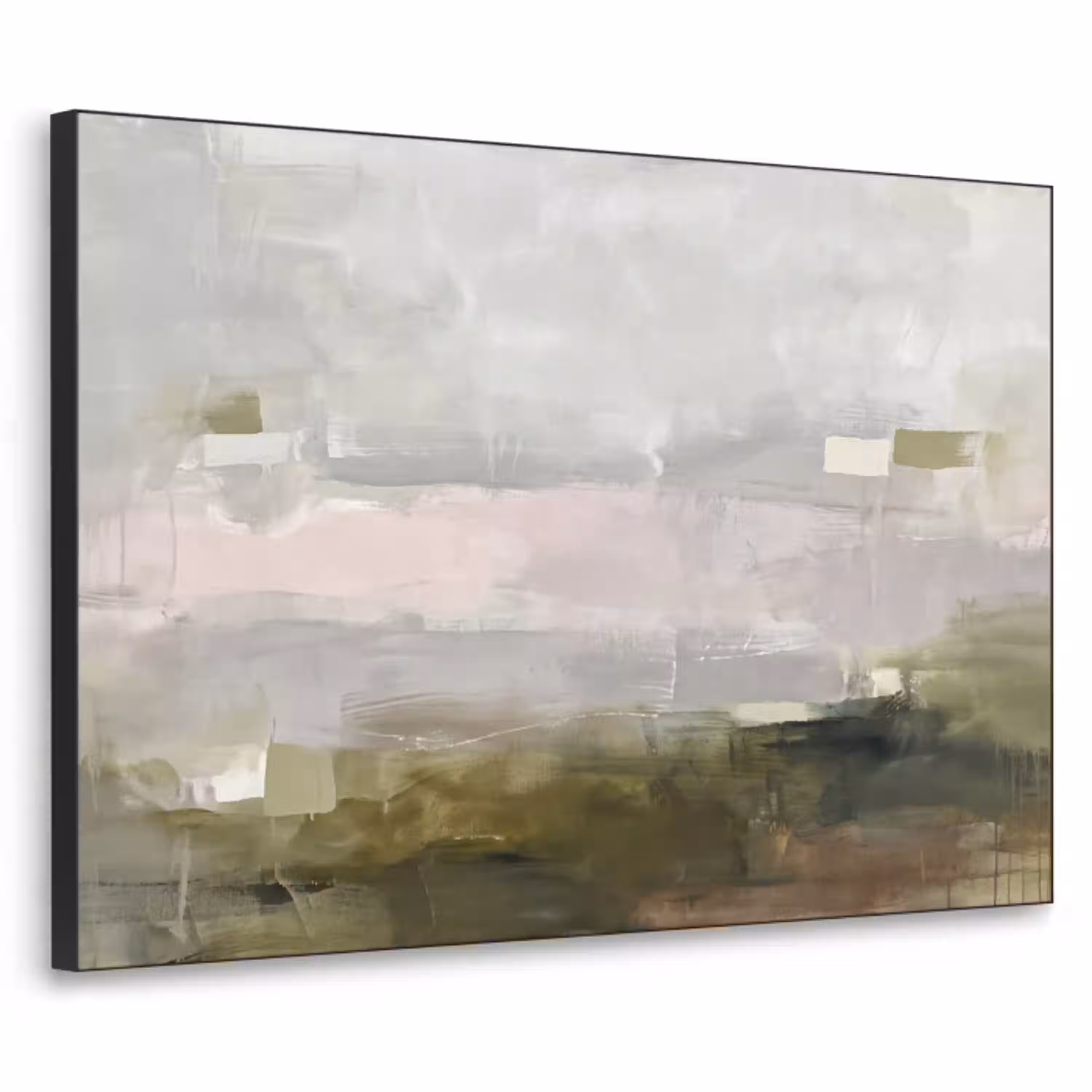 Abstract - Gelaagd - Kunst - Modern - Grijs-Groen Textielframe zwart klein -3d