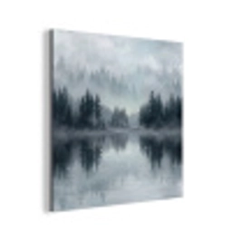 Bos - Meer - Mist - Natuur - Grijs aluminium wit klein -3d