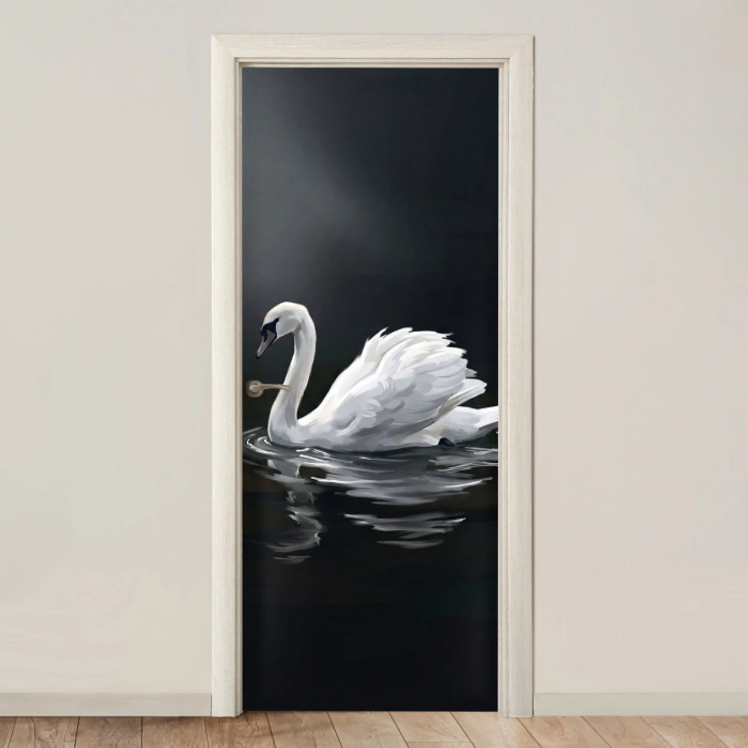 Zwaan - Water - Natuur - Realistisch - Wit deurposter klein -3d_beige