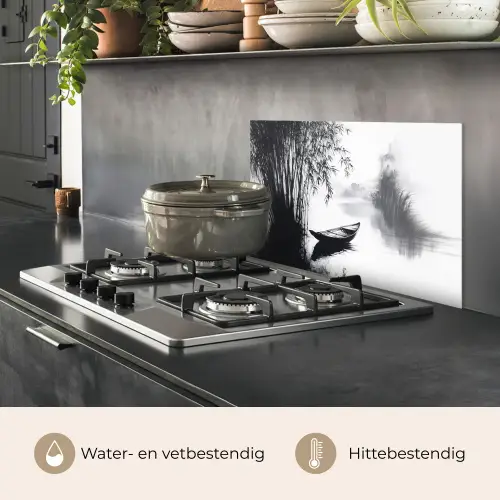Boot - Rivier - Bamboe - Wit keuken achterwand spatscherm klein -usp_NL