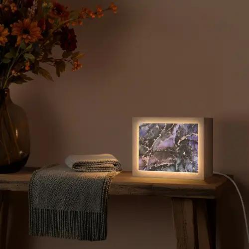 Marmer - Goud - Roze Light Box met kabel (Tafellamp) klein -sfeer4
