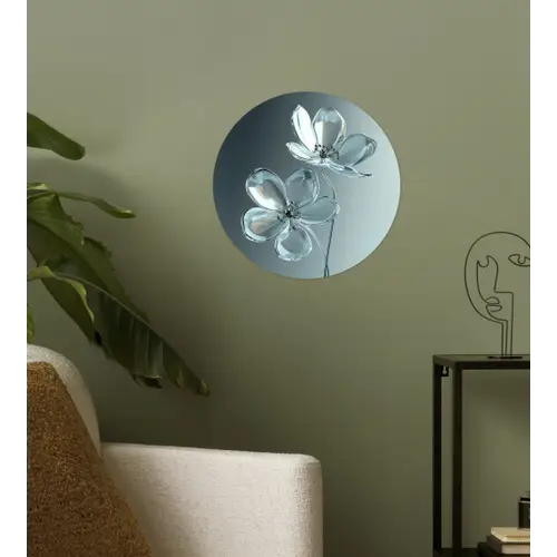 Kristal - Bloemen - Grijs Wandcirkel behangsticker klein -sfeer2