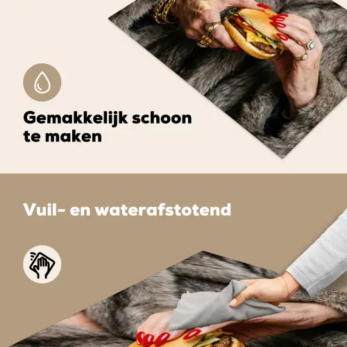 Vrouw - Hamburger - Bontjas Inductie beschemer met haakjes klein -ky-schoon-nl