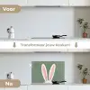 Hazen - Oren - Roze keuken achterwand spatscherm klein -voor_na_NL