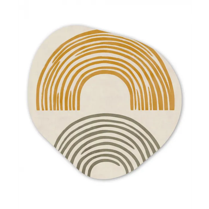 Bogen - Lijnen - Oranje - Minimalistisch Wandcirkel Organisch Forex 3mm klein -3d