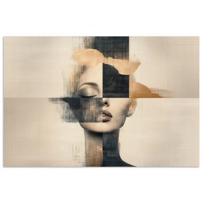 Goud - Vrouw - Rechthoeken poster papier klein -3d