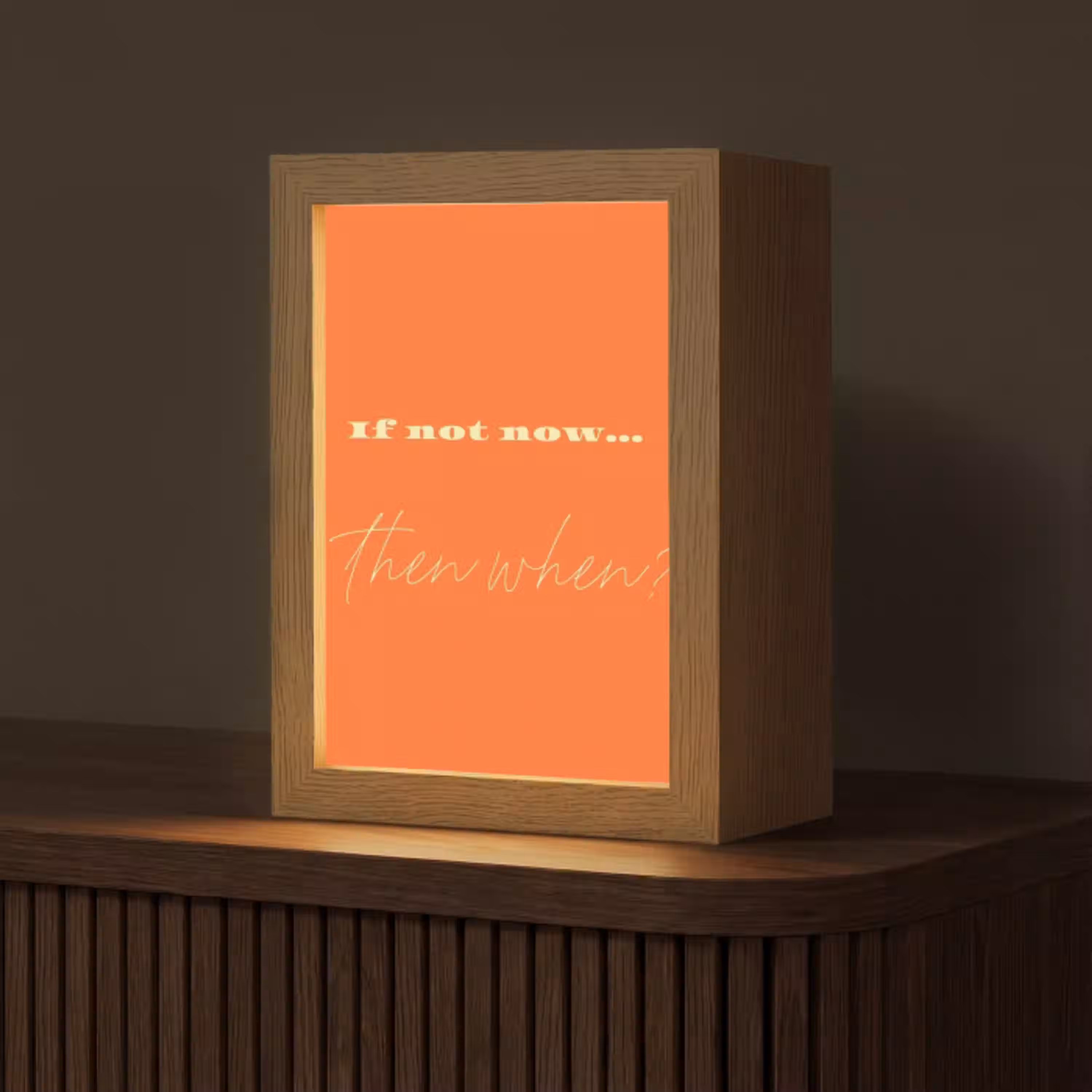 If not now then when - Oranje - Geel - Levendig Light Box met kabel (Tafellamp) klein -z3d_website