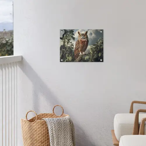Uil - Tak - Boom - Veren tuinposter los doek klein -sfeer8