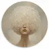 Dromerig - Beige - Paardenbloemzaadjes Wandcirkel kunststof plaat 5mm dik klein -3d