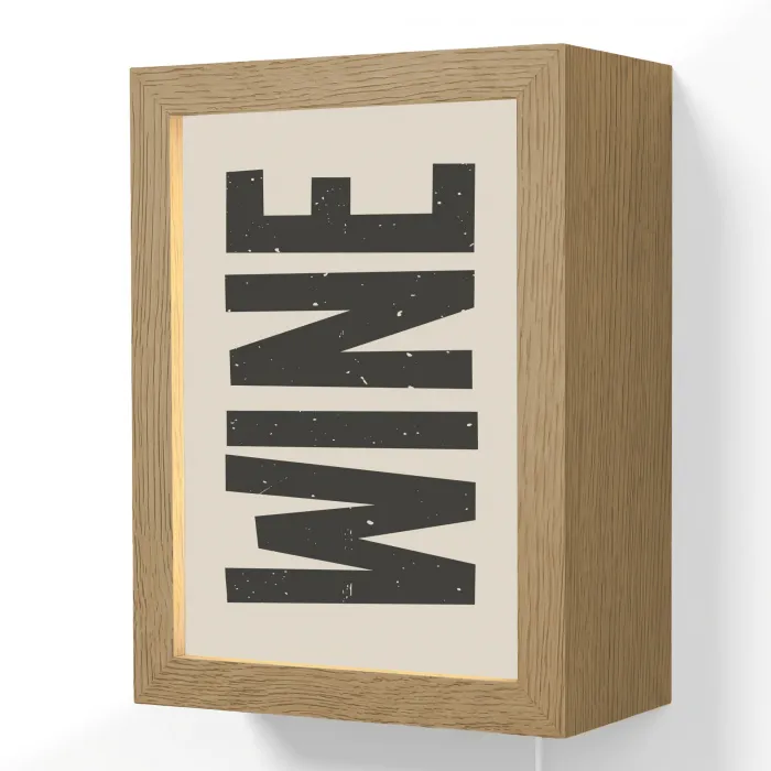 Zwart - Wijn - Decoratie - Vintage Light Box met kabel (Wandlamp) klein -3d