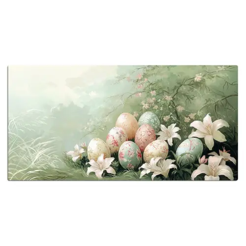 Paaseieren - Pasteltinten - Bloemen Muismat XXL klein -3d_leeg