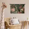 Groene papegaai - Kleurrijke bloemen - Donkere achtergrond Wandkleed katoen klein -wsfeer5_kind