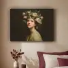Bloemenstilte - Vrouw - Portret Textielframe zwart klein -sfeer1