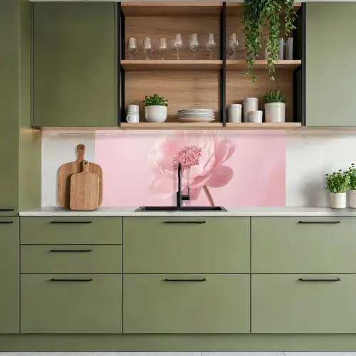Bloem - Pioenroos - Roze keuken achterwand 2 middel -sfeer3