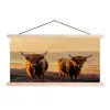 Schotse hooglanders - Heide - Landschap - Dieren textielposter latten blank klein -3d