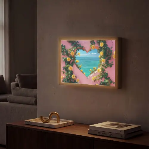 Hart - Zee - Muur Light Box met batterij (Wandlamp) middel -sfeer1