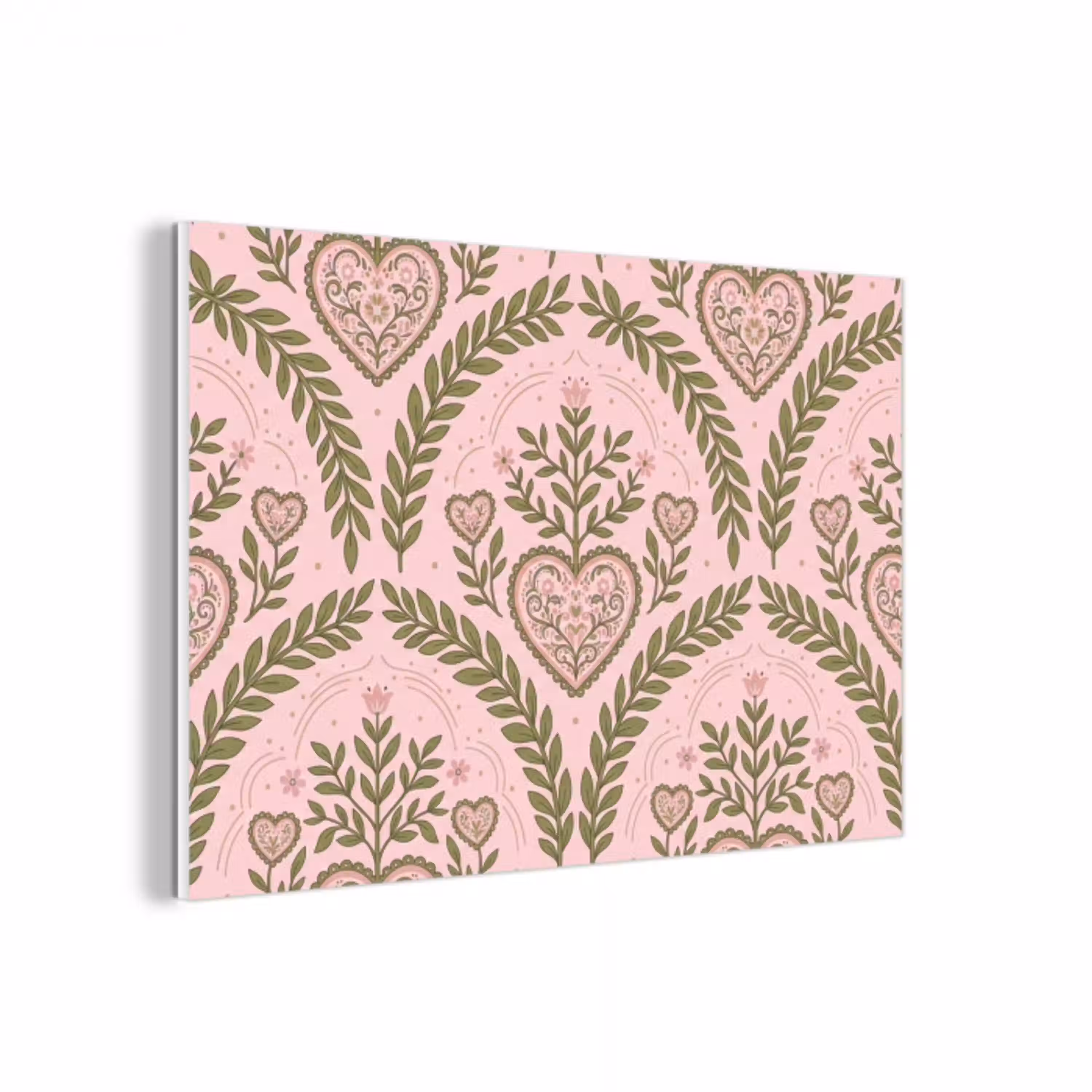 Patroon - Hart - Bloemen - Folkloristisch - Roze forex 5mm xxl -3d