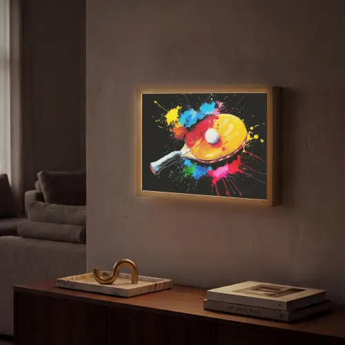 Graffiti - Sport - Tafeltennis - Verf Light Box met batterij (Wandlamp) middel -sfeer1