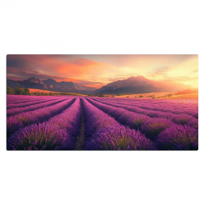 Lavendelveld - Zonsondergang - Paars Muismat XXL klein -3d_leeg