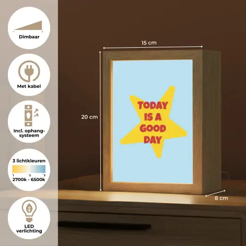 Ster - Today is a good day - Blauw Light Box met kabel (Tafellamp) klein -USP_NL