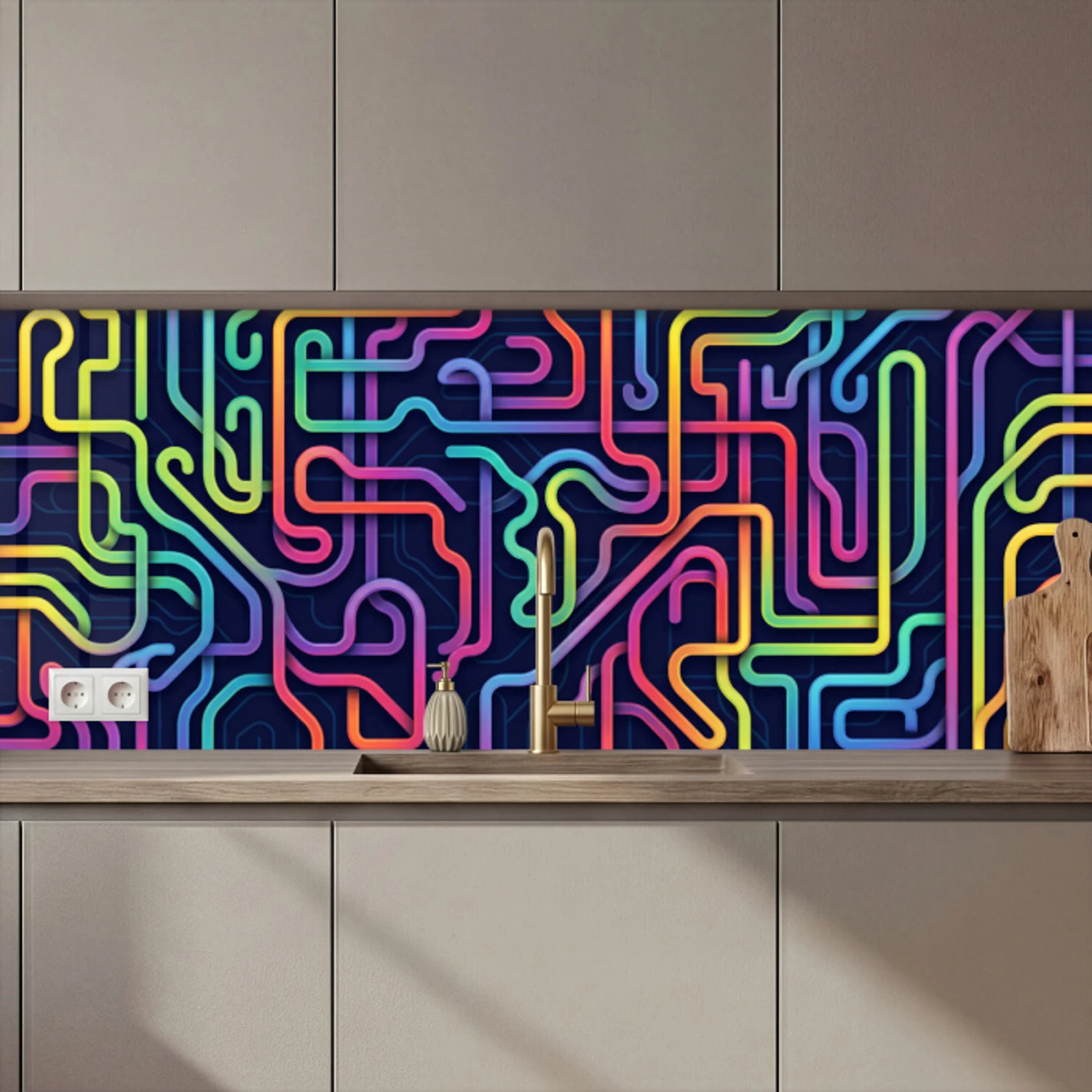 Retro - Abstract - Neon keuken achterwand 2 middel zz_3dshopping