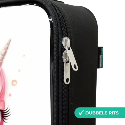 Eenhoorn met roze manen Kinderkoffer - Zwart klein -rits_NL