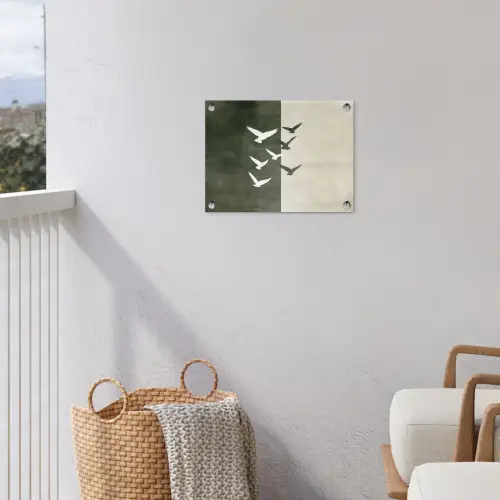 Japandi - Vogel - Groen tuinposter los doek klein -sfeer8