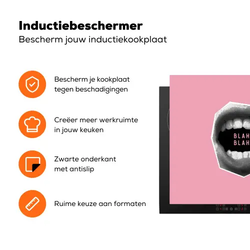 Mond - BLAH BLAH - Roze Inductie beschermer vinyl 3mm middel -zzzzzzz-td-ups