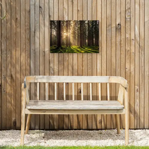 Bos - Gras - Zonlicht Tuinposter op houten frame 2 cm dik klein -sfeer4