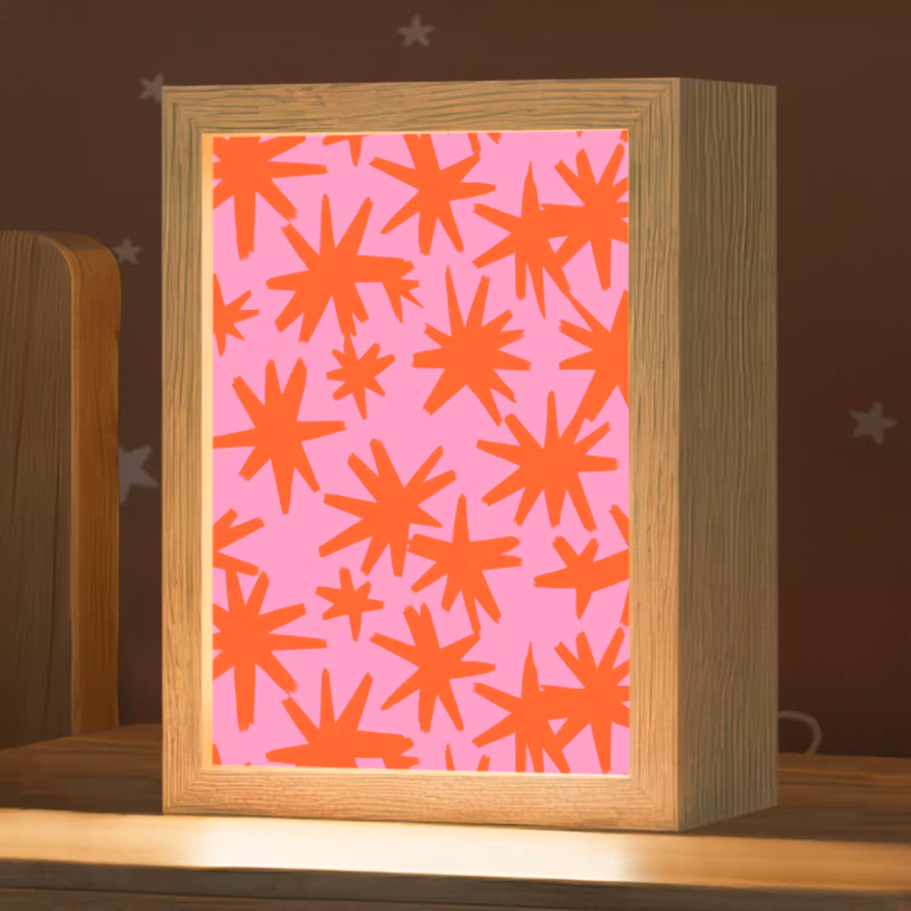 Modern - Sterren - Roze Light Box met kabel (Kinderlampje) klein 904 -zzz_3d_website