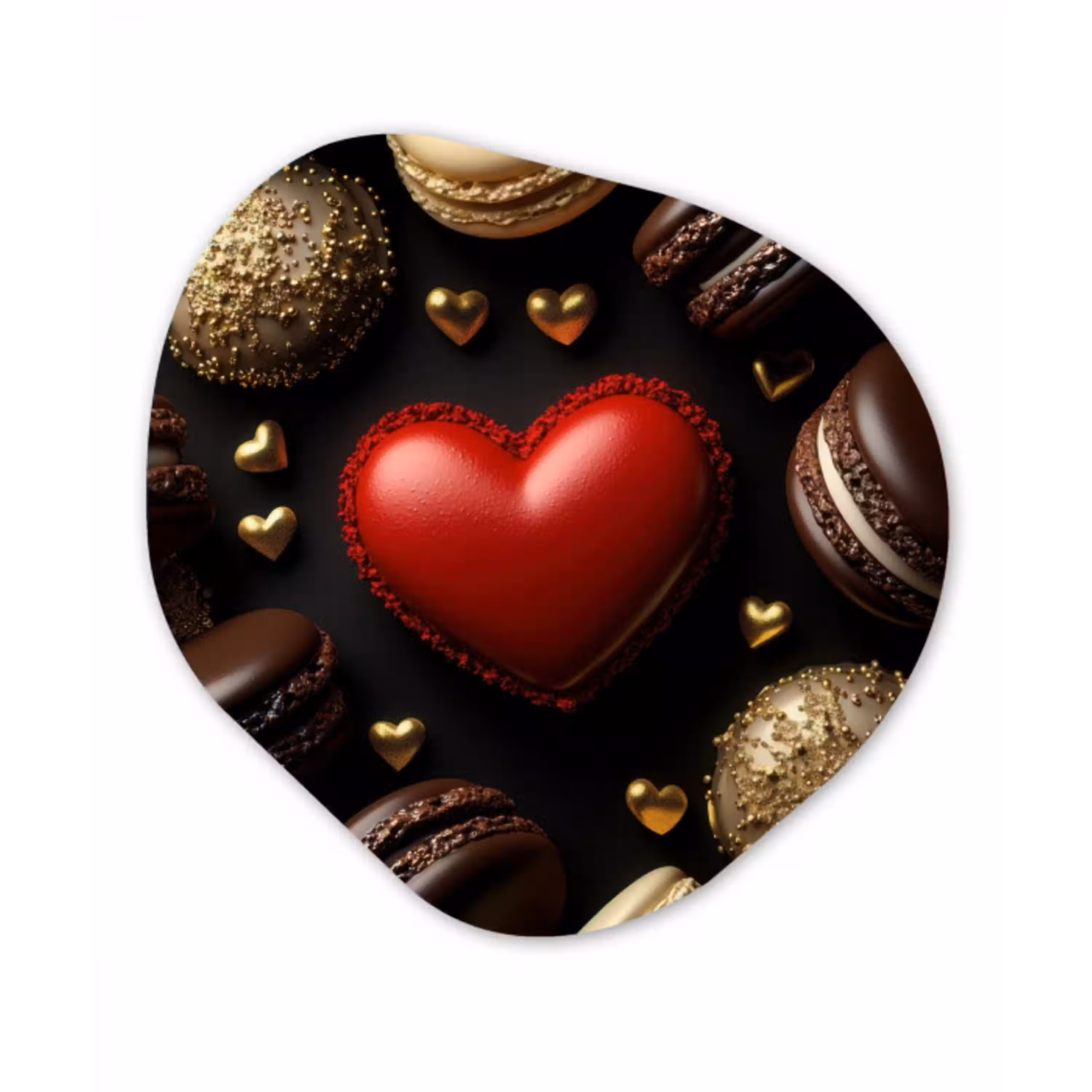 Macarons - Rood - Hart Wandcirkel Organisch Forex 3mm klein -3d