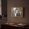 Leeuw - Portret - Verfspatten - Grijs Light Box met batterij (Wandlamp) middel -sfeer1