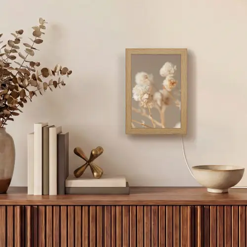 Bloemen - Wit - Natuur - Pastel Light Box met kabel (Tafellamp) klein -sfeer2