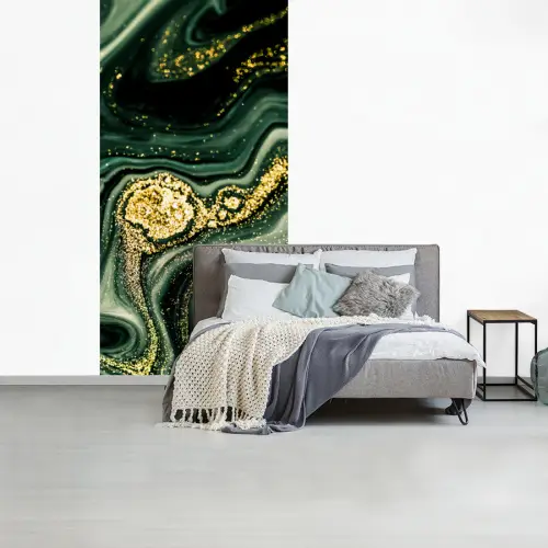 Marmer - Goud - Glitter - Groen - Marmerlook - Luxe fotobehang vinyl groot -slaapkamer