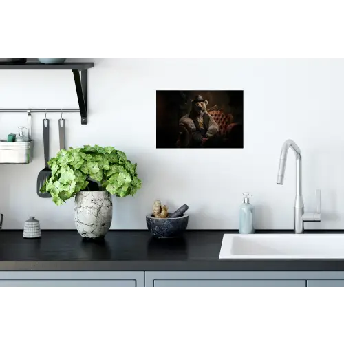 Ijsbeer - Hoed - Bril - Stoel Muursticker klein -keuken